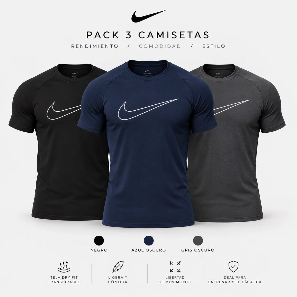 CAMISETAS NIKE PACK X3 - TALLA S/M